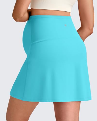 G4Free BareFeel Maternity Skirt with 2 Pockets Pregnancy Shorts Tennis Golf - color: Sky Blue, size: Large