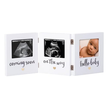 Pearhead Triple Sonogram Keepsake Picture Frame, White - color: Hello Baby Triple Sonogram Frame