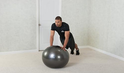 Black Mountain Products Professional Grade Exercise Stability Yoga Ball, Foot Pump, Ball Plug, Plug Puller, 2000 Pounds Static Weight Capacity Antiburst - color: Black, size: 75 cm