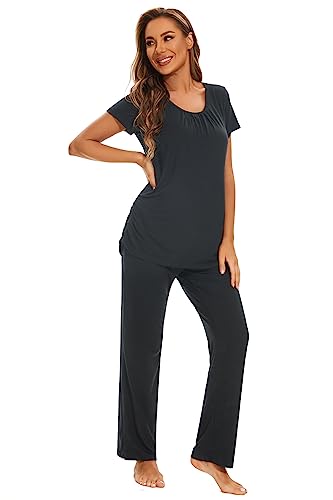 Smallshow Women's Maternity Nursing Pajamas - color: Dark Grey, size: Medium