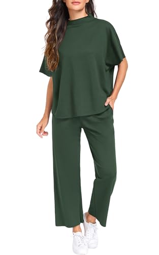 PrinStory Womens Lounge Set Summer 2 Piece Matching Sets - color: Dark Green, size: X-Large