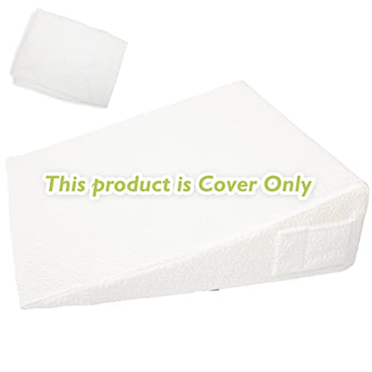 Wedge Pillow Cover 24x24x7 in, Zipper & Pockets, White - color: White