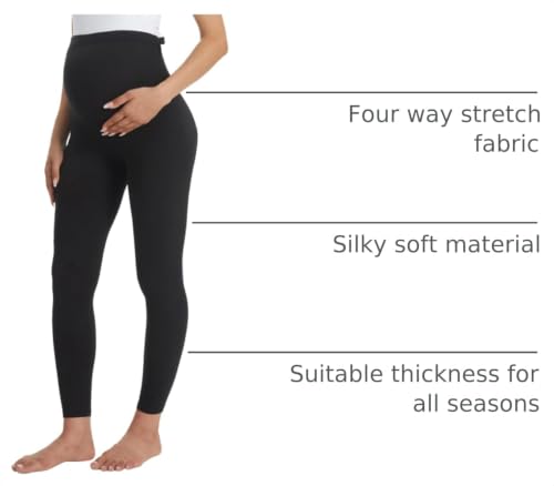 Buttergene Maternity Leggings Buttery-Soft 28'' Maternity Yoga Pants - color: 1-3pack Black/Black/Navy, size: Large