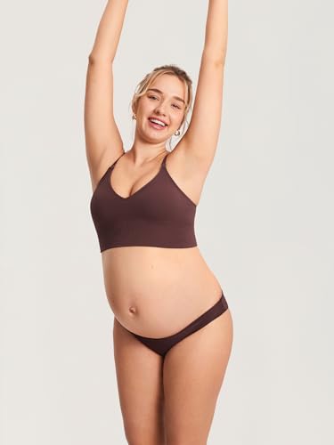 MOMANDA Ribbed Longline Nursing Bras - color: Hazelnut, size: Large