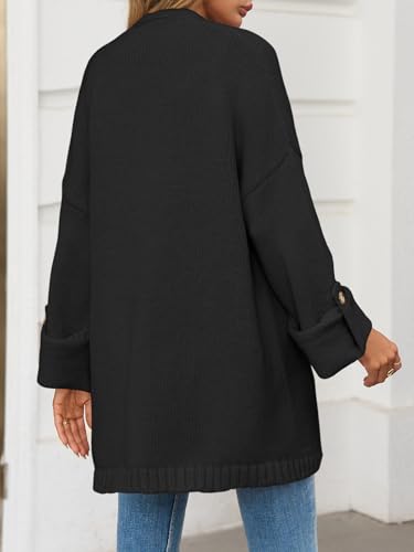 Saodimallsu Womens Oversized Long Cardigan Sweaters Casual Fall Trendy Coat - color: Black, size: Small