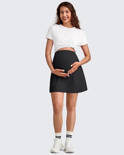 G4Free BareFeel Maternity Skirt with 2 Pockets Pregnancy Shorts Tennis Golf - color: Black, size: Large