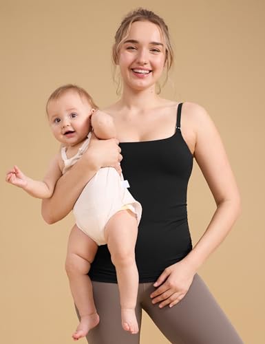 CRZ YOGA Maternity Nursing Tank Tops - color: Black, size: Large
