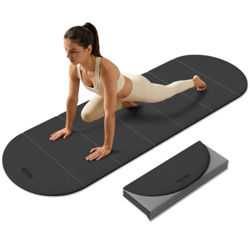 WeiLa Foldable Yoga Mat,10mm Extra Thick,Extra Long (75"x26") for Women&Men - color: Black & Grey