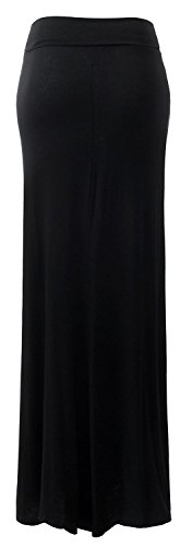 URBAN K Womens Basic Foldable High Waist Regular and Plus Size Maxi Skirts - color: Black, size: 3X-Large