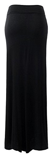 URBAN K Womens Basic Foldable High Waist Regular and Plus Size Maxi Skirts - color: Black, size: XX-Large