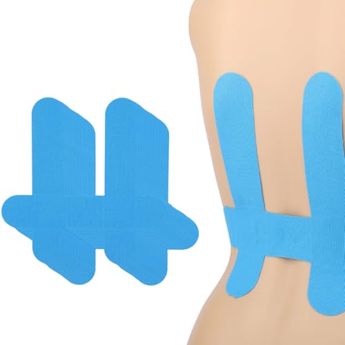 12pcs Kinesiology Tape for Lower Back, Breathable & Waterproof Lower Back Sports Tape Precut Strips Cotton Elastic Athletic Sticker for Muscle Support (Blue) - color: Blue