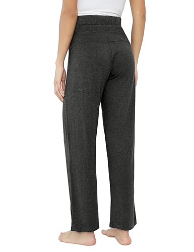 Joyaria Bamboo Viscose Maternity Sweatpants Over Belly Lounge Pants - color: Charcoal, size: Medium