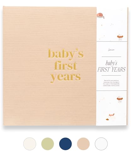 Lamare Baby First Year Book – Keepsake Baby Memory Book and Baby Scrapbook - color: Beige