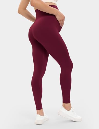 Buttergene 3 Pack Maternity Leggings with Elastic Band - color: 3pack Black/Navy/Wine, size: Small