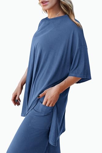 PRETTYGARDEN Two Piece Sets for Women Lounge Matching Set - color: Blue, size: Large