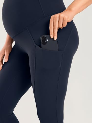 MOMANDA Maternity Leggings for Women 25" - color: Twilight Blue, size: Medium