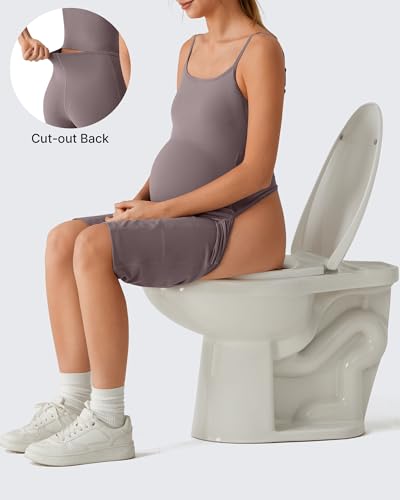G4Free BareFeel Built in Bra Maternity Romper Smart Back Opening Jumpsuit - color: Taupe, size: Large