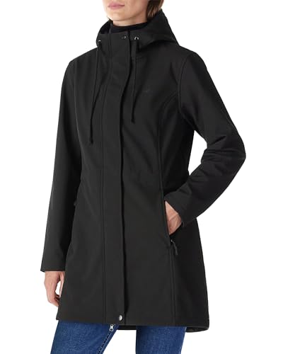 Outdoor Ventures Women's Waterproof Fleece Lined Hooded Softshell Rain Coat - color: Black, size: 3X-Large