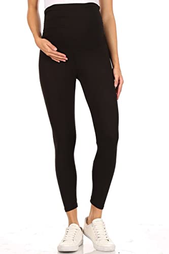 Leggings Depot Women's Over-Belly Maternity Leggings, Soft Yoga Tights - color: Black, size: 3X