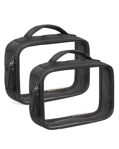 BAGSMART Puffy Clear Toiletry Bag, TSA-Approved & Wide-Open, 2-Pack, Black - color: Jet Black