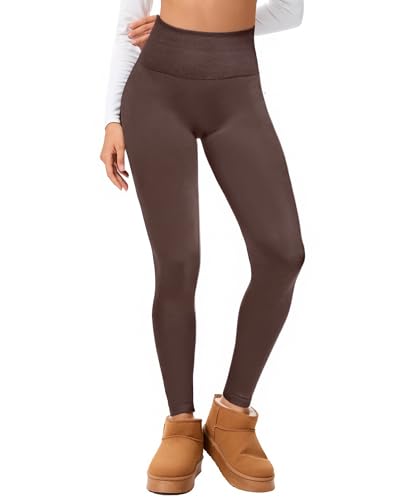 Hi Clasmix Seamless Fleece Lined Leggings Women - color: Brown, size: Small-Medium