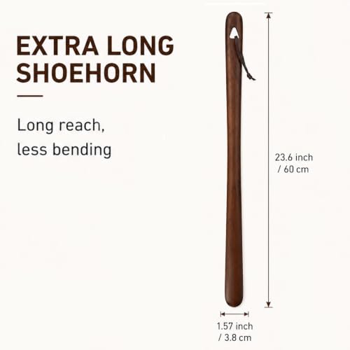 Shoe Horn Long Handle for Seniors, 2-Pack Extra Long Wooden Shoe horn