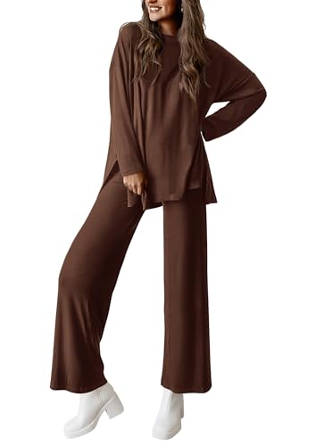 PRETTYGARDEN Matching Sets Women Clothing 2 Piece Loungewear - color: Light Coffee, size: X-Large