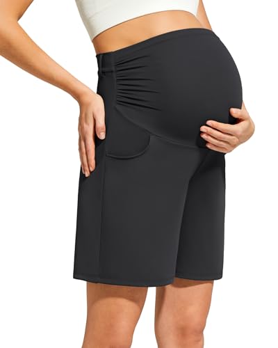 G4Free ShiftReady Maternity Shorts with Pockets Over The Belly Pregnancy Summer Casual Daily Clothes - color: Black, size: Medium