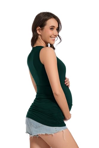Smallshow Women's Maternity Tank Top 3 Pack - color: Black-deep Green-light Grey(3 Pack), size: Large