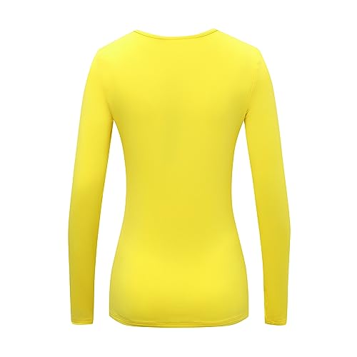 OThread & Co. Women's Long Sleeve T-Shirt Comfy Underscrub Tee Basic Stretch Layer - color: Yellow, size: Large