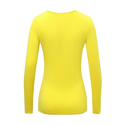 OThread & Co. Women's Long Sleeve T-Shirt Comfy Underscrub Tee Basic Stretch Layer - color: Yellow, size: Large