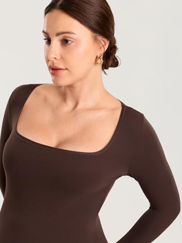 MOMANDA Square Neck Maternity Tops - color: Hot Fudge Brown, size: Medium