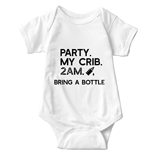 listery Party My Crib Bodysuit Funny Bodysuit Baby Sayings Baby Boy Clothes Party At My Crib 2 Am Bodysuits Baby Girl Clothes - color: DX, size: 18 Months