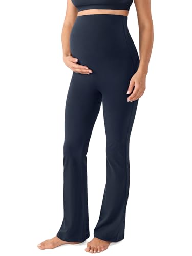 MOMANDA Cotton Maternity Foldover Pants 30.5" - color: Twilight Blue, size: X-Large