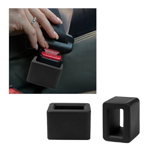 Augeny 2PCS Seat Belt Buckle Holder, Silicone Auto Rear Seatbelt Buckle Booster to Makes Receptacle Stand Upright for Easy Access, Universal Vehicle Seatbelt Buckle for Kids （Black） - color: Black