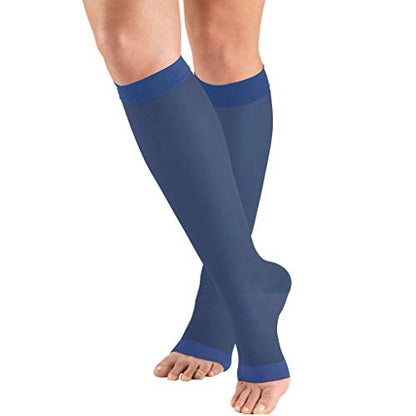 Truform Sheer Compression Stockings, 15-20 mmHg, Women's Knee High Length, Open Toe, 20 Denier, Blue, Medium - color: Blue, size: Medium (1 Pair)