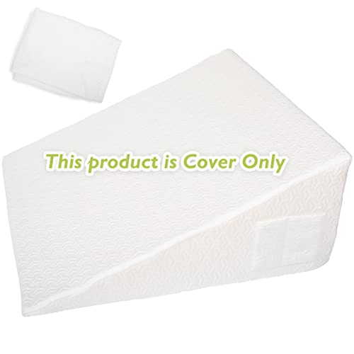 Wedge Pillow Cover 24x24x10 in, Zipper & Pockets, White - color: White