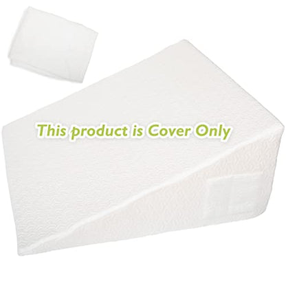 Wedge Pillow Cover 24x24x10 in, Zipper & Pockets, White - color: White