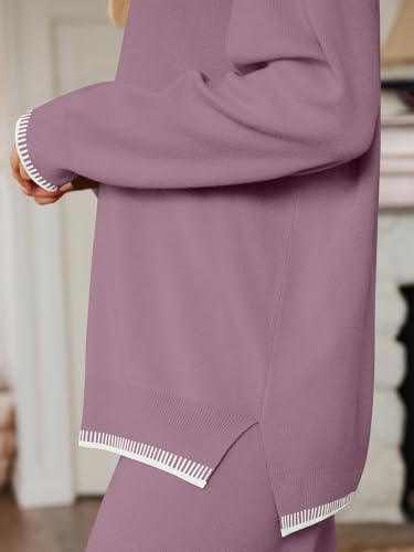 LILLUSORY Lounge Sets Womens 2 Piece Matching 2026 Fall Knit Sweater Set - color: Dusty Mauve, size: Medium