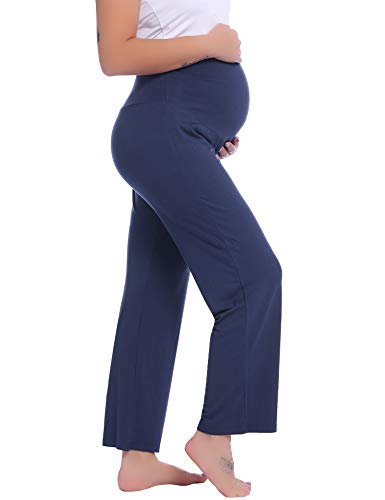 Joyaria Bamboo Viscose Maternity Sweatpants Over Belly Lounge Pants - color: Navy, size: Small