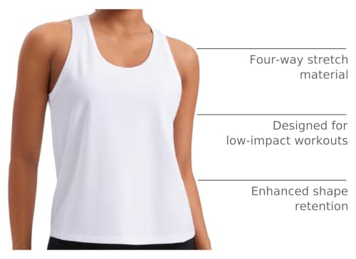 CRZ YOGA Pima Cotton Scoop Neck Tank Top - color: White, size: Large