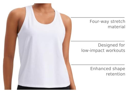 CRZ YOGA Pima Cotton Scoop Neck Tank Top - color: White, size: Large