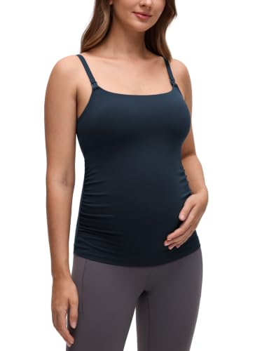 CRZ YOGA Maternity Nursing Tank Tops - color: True Navy, size: Large