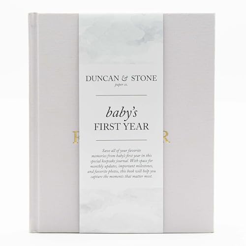 Duncan & Stone Baby Book First Year Memory Keepsake, Linen, Lilac - color: Lilac