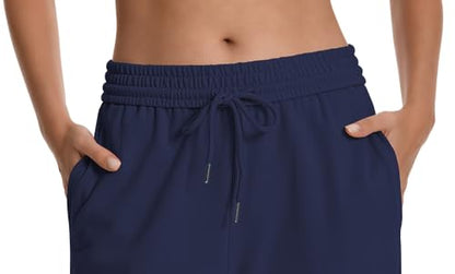 Women Baggy Straight Leg Sweatpants Drawstring Workout Pants 28'' Inseam - color: Royalblue, size: X-Large