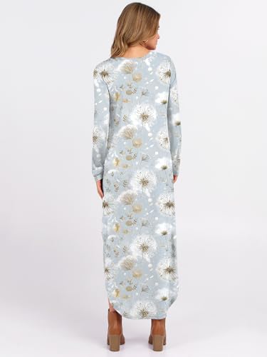 ANRABESS Women's Long Sleeve Fall Maxi T-Shirt Dress with Pockets - color: Dandelion, size: Medium