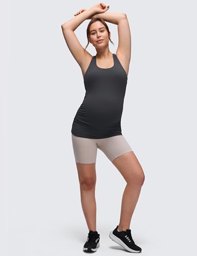 CRZ YOGA Maternity Racerback Tank Tops - color: Mysterious Grey, size: Medium