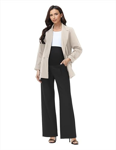 V VOCNI Women's Maternity Work Pants Wide Leg - color: Black, size: Medium