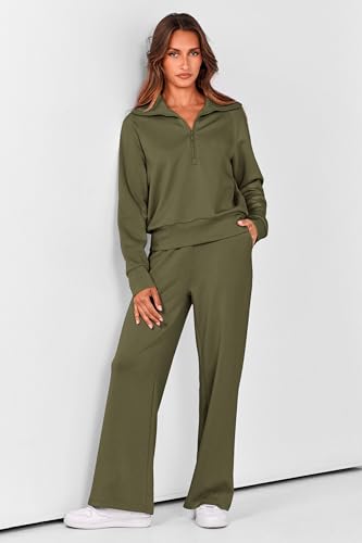 PRETTYGARDEN Women's 2 Piece Matching Lounge Set Sweatsuits - color: Army Green, size: X-Large