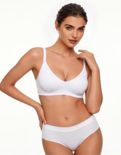 Women's Bralette Soft No Padding Comfort Sleep Bras - color: White, size: Medium